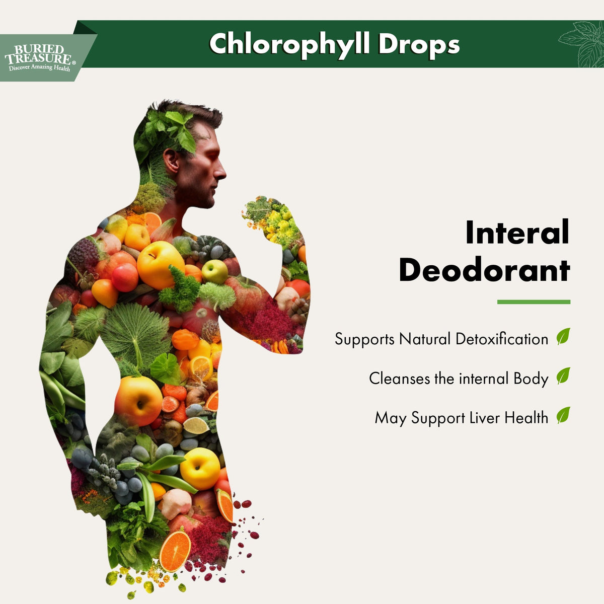 Buried Treasure Liquid Nutrients Chlorophyll Drops, 100 mg per Serving, 2 oz (30 Servings)